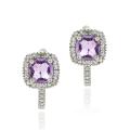 Glitzy Rocks Sterling Silver Amethyst and Diamond Accent Square Earrings