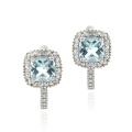 Glitzy Rocks Sterling Silver Blue Topaz and Diamond Accent Square Earrings
