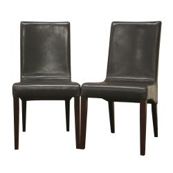 Samantha Dark Brown Leather Dining Chairs (Set of 2).