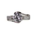 Silvertone Cubic Zirconia Twist Ring