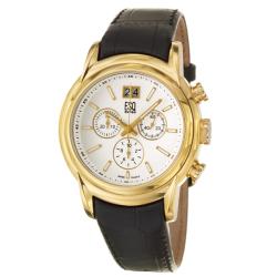 ESQ by Movado Men's 'Quest' Goldplated Steel and Leather Quartz Watch.