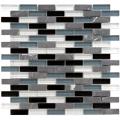 SomerTile 12x12-in Reflections Subway 5/8x2-in Charcoal Glass/Stone Mosaic Tile (Pack of 10)
