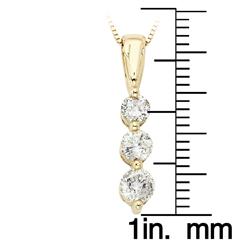 14k Yellow Gold 1ct TDW Diamond 3-stone Necklace (I-J, I2-I3)