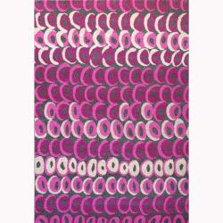 Foreign Accents Bistro Magenta Abstract Area Rug (5' x 8')