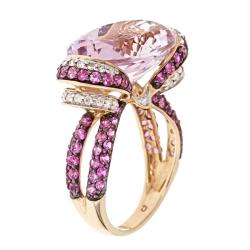 Dyach 14k Gold Kunzite, Pink Sapphire and 1/3ct TDW Diamond Ring (I-J, I1-I2)