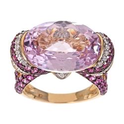 Dyach 14k Gold Kunzite, Pink Sapphire and 1/3ct TDW Diamond Ring (I-J, I1-I2)
