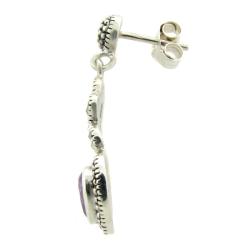 Sterling Silver Marcasite and Amethyst Heart Earrings