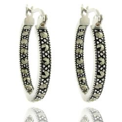 Sterling Silver Marcasite Hoop Earrings