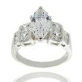 Sterling Silver Marquise-cut Cubic Zirconia Ring