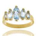 18k Yellow Gold over Sterling Silver Marquise-cut Blue Topaz Ring