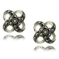 Sterling Silver Marcasite Flower Knot Earrings