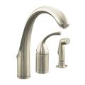 Kohler K-10430-BN Vibrant Brushed Nickel Forte Single-Control Remote Valve Kitchen Sink Faucet With Sidespray And Lever Handle