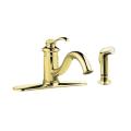 Kohler K-12172-PB Vibrant Polished Brass Fairfax Single-Control Kitchen Sink Faucet With Escutcheon And Sidespray