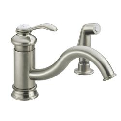 Kohler K-12176-BN Vibrant Brushed Nickel Fairfax Single-Control Kitchen Sink Faucet With Sidespray, Less Escutcheon