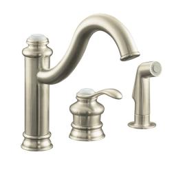 Kohler K-12185-BN Vibrant Brushed Nickel Fairfax Single-Control Remote Valve Kitchen Sink Faucet With Sidespray And Lever Handle