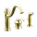 Kohler K-12185-PB Vibrant Polished Brass Fairfax Single-Control Remote Valve Kitchen Sink Faucet With Sidespray And Lever Handle