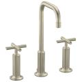 Kohler K-14408-3-BN Vibrant Brushed Nickel Purist Widespread Lavatory Faucet With High Gooseneck Spout And High Cross Handles
