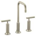 Kohler K-14408-4-BN Vibrant Brushed Nickel Purist Widespread Lavatory Faucet With High Gooseneck Spout And High Lever Handles