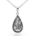 14k Gold 1 1/5ct TDW Certified Black and White Diamond Necklace (E-F, SI1)
