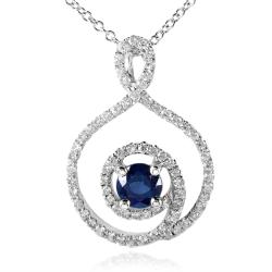 18k White Gold Sapphire and 3/8ct TDW Diamond Necklace (H-I, SI1-SI2)