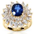 18k Yellow Gold Blue Sapphire and 1 3/4ct TDW Diamond Ring (H-I, SI1-SI2)