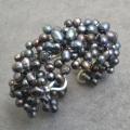 Refined Black Pearl and Crystal Flower Cuff (6-12 mm) (Thailand)
