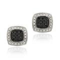 Sterling Silver 1/5ct TDW Black Diamond Square Stud Earrings
