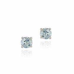 Icz Stonez Sterling Silver Aquamarine Stud Earrings