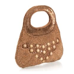 Hand-embroidered Fabric Gold Handbag (India)