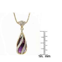 14k Yellow Gold Amethyst and 3/5ct TDW Diamond Necklace (H-I, I2)
