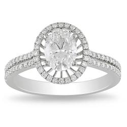 14k White Gold 1 1/3ct TDW Certified Diamond Ring (E, VS1)