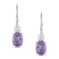 Sterling Silver Amethyst and Created White Sapphire Earrings