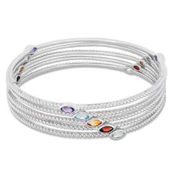 Sterling Silver Multi-gemstone Fashion Bangle