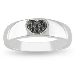 Sterling Silver Black Diamond Heart Ring