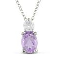 Sterling Silver Amethyst and Created White Sapphire Necklace