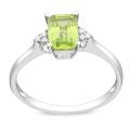 10k White Gold Peridot and Diamond Accent Ring