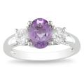 Sterling Silver Amethyst and Created White Sapphire Ring