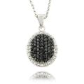 Sterling Silver Black Diamond Accent Oval Necklace