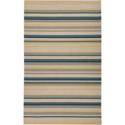 Hand-hooked Bliss Pale Yellow Striped Rug (8' x 10')
