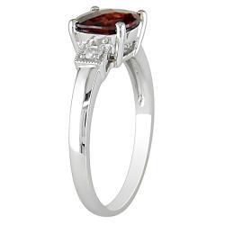 10k White Gold Diamond and Garnet Ring