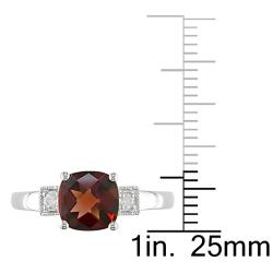 10k White Gold Diamond and Garnet Ring