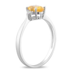 10k White Gold Citrine Diamond Accent Ring