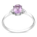 10k White Gold Amethyst and Diamond Accent Ring (G-H, I2-I3)