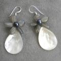 Quartz/ Pearl/ Mother of Pearl Flower Drop Earrings (5-7 mm) (Thailand)