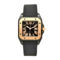 Cartier Men's Santos 18k Gold Automatic Black Dial Watch