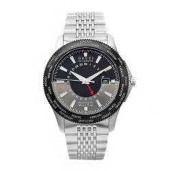 Gucci Men's Timeless GMT Stainless Steel Automatic Black Dial Watch