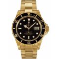 Pre-owned Rolex Men's Submariner Date 18K Gold Black Dial Watch