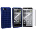 Dark Blue Argyle TPU Case/ Screen Protector for Motorola MB810 Droid X