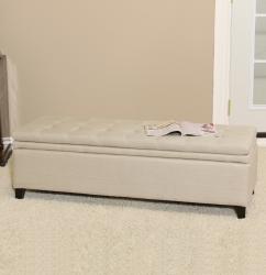 Brighton Sand Linen Storage Ottoman