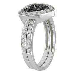 Sterling Silver 3/8ct TDW Black and White Diamond Ring Set (G-H, I3)